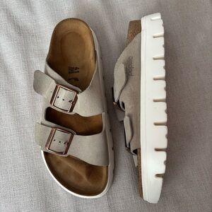 Birkenstock Papillio Arizona chunky Sandals - taupe and White